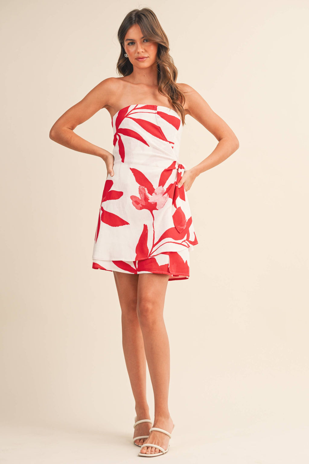 The Tomato Linen Wrap Dress
