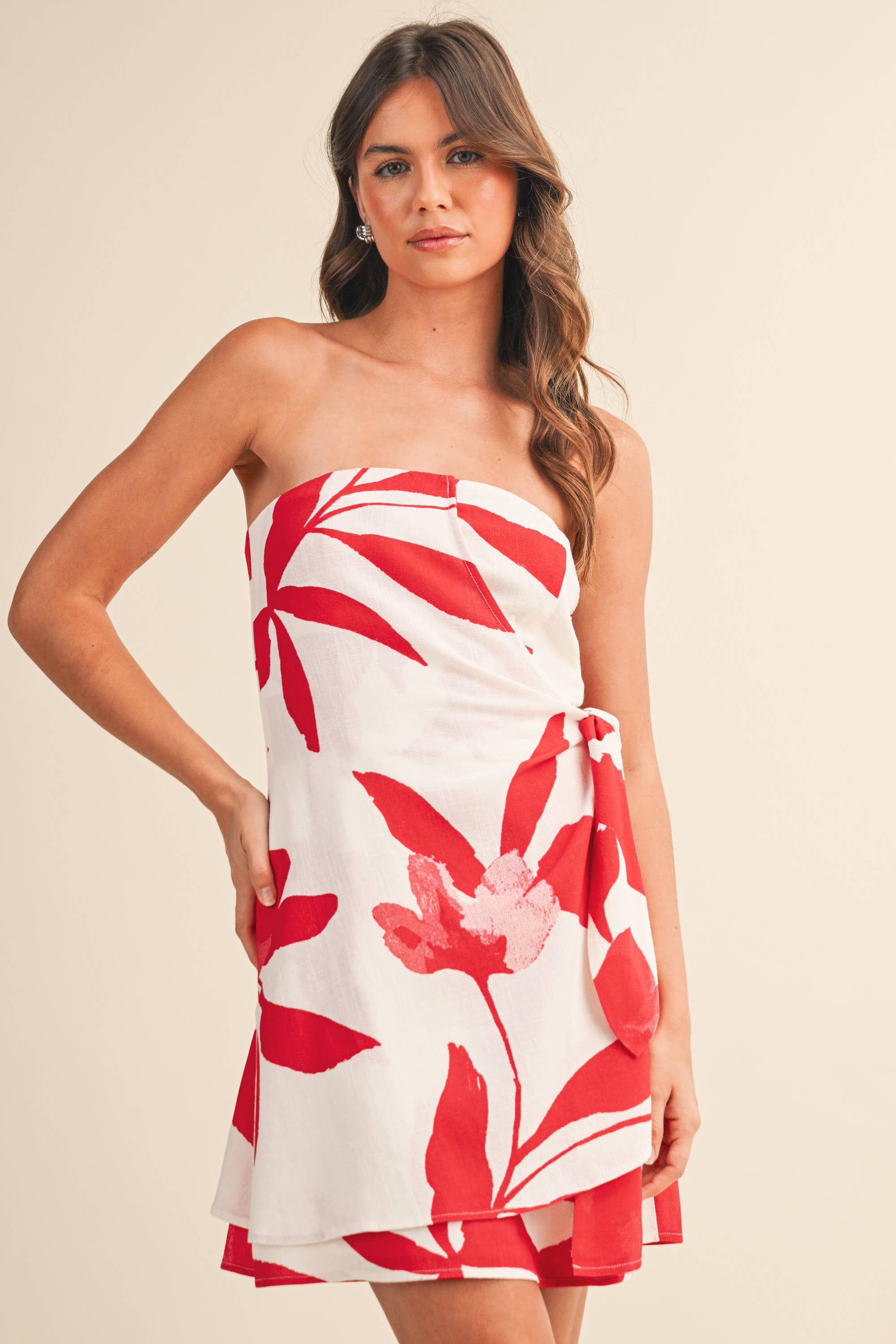 The Tomato Linen Wrap Dress