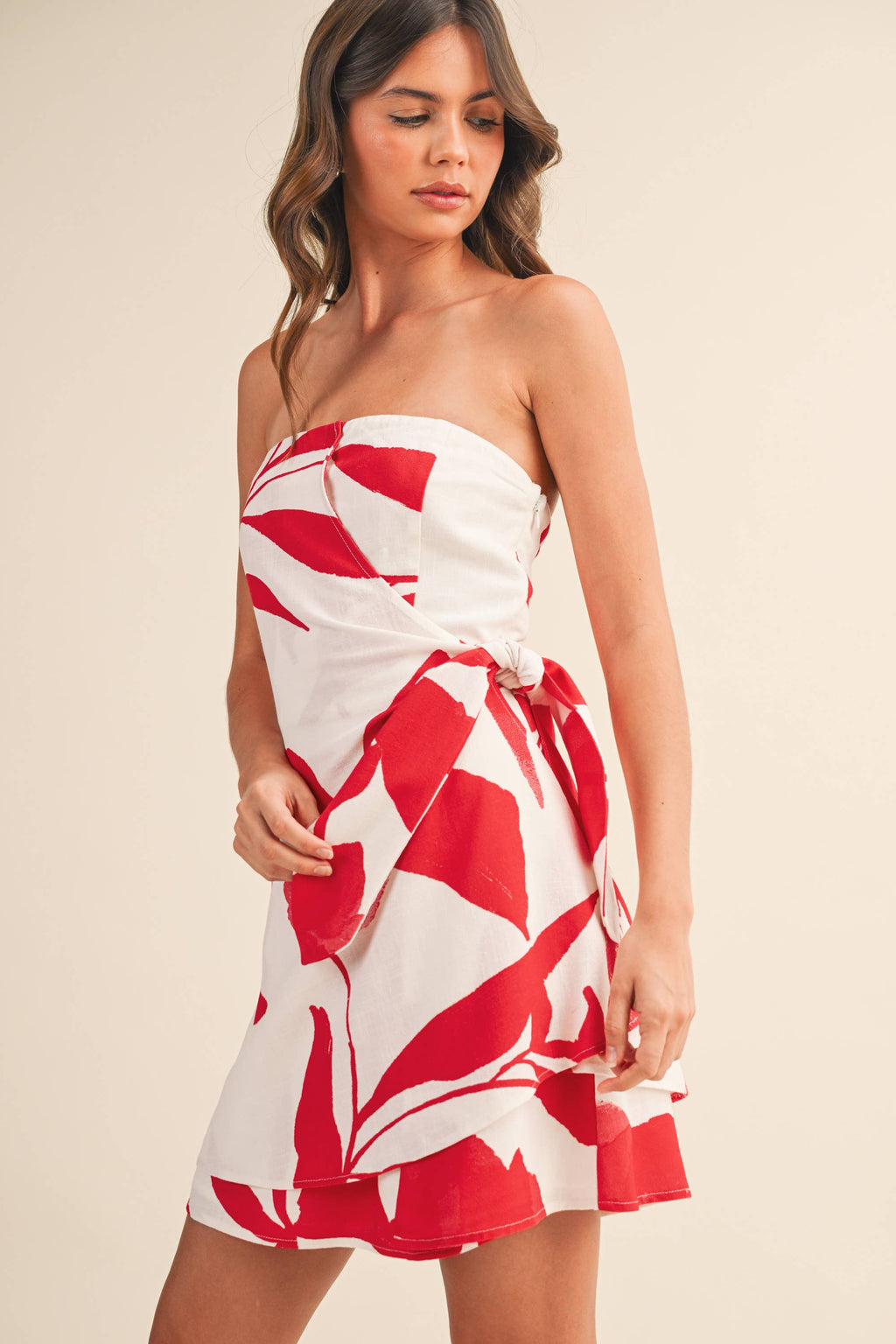 The Tomato Linen Wrap Dress