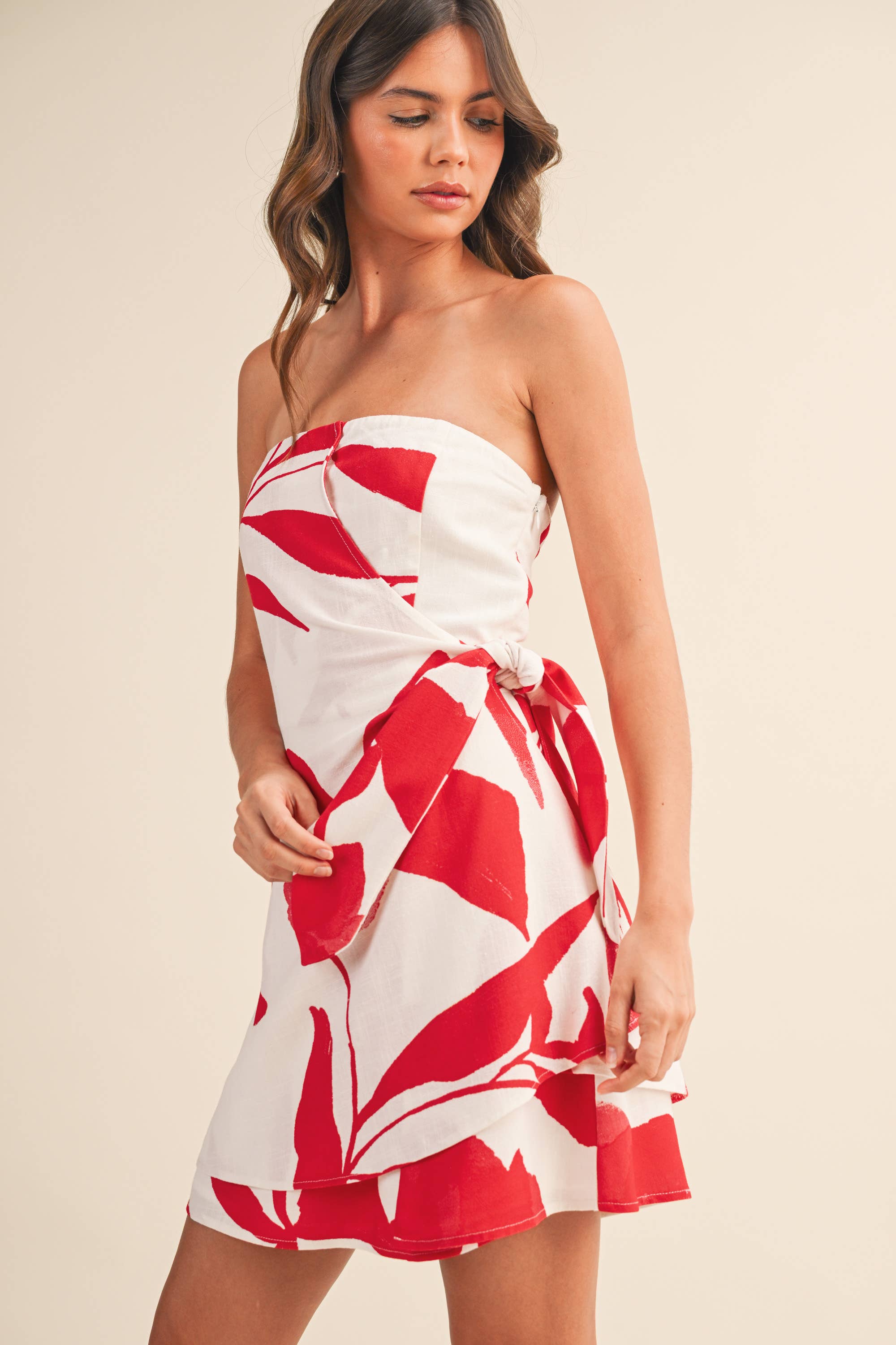 The Tomato Linen Wrap Dress
