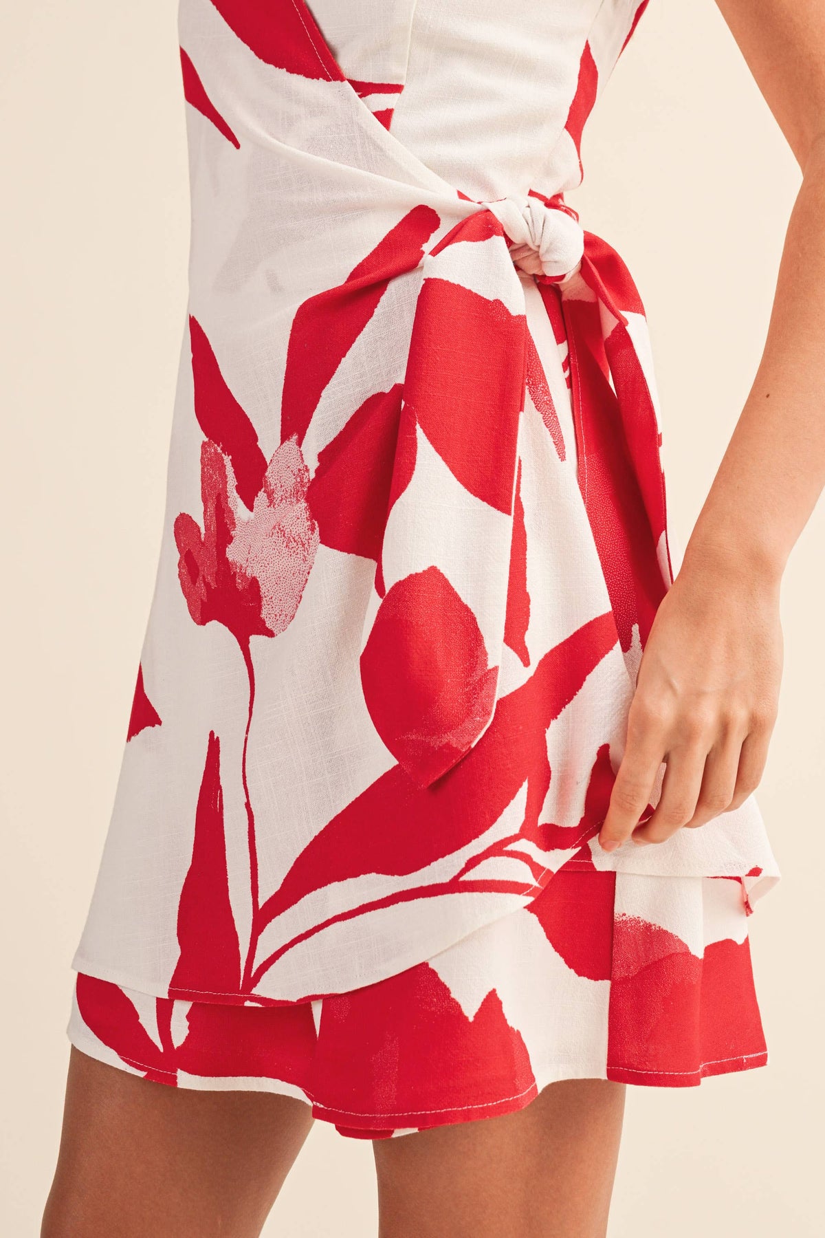 The Tomato Linen Wrap Dress