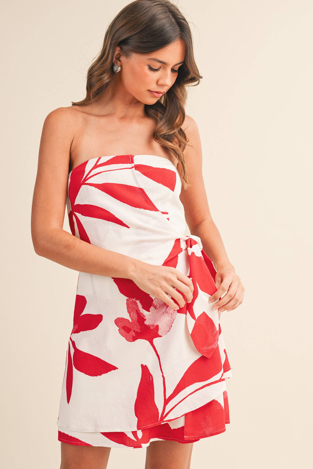 The Tomato Linen Wrap Dress