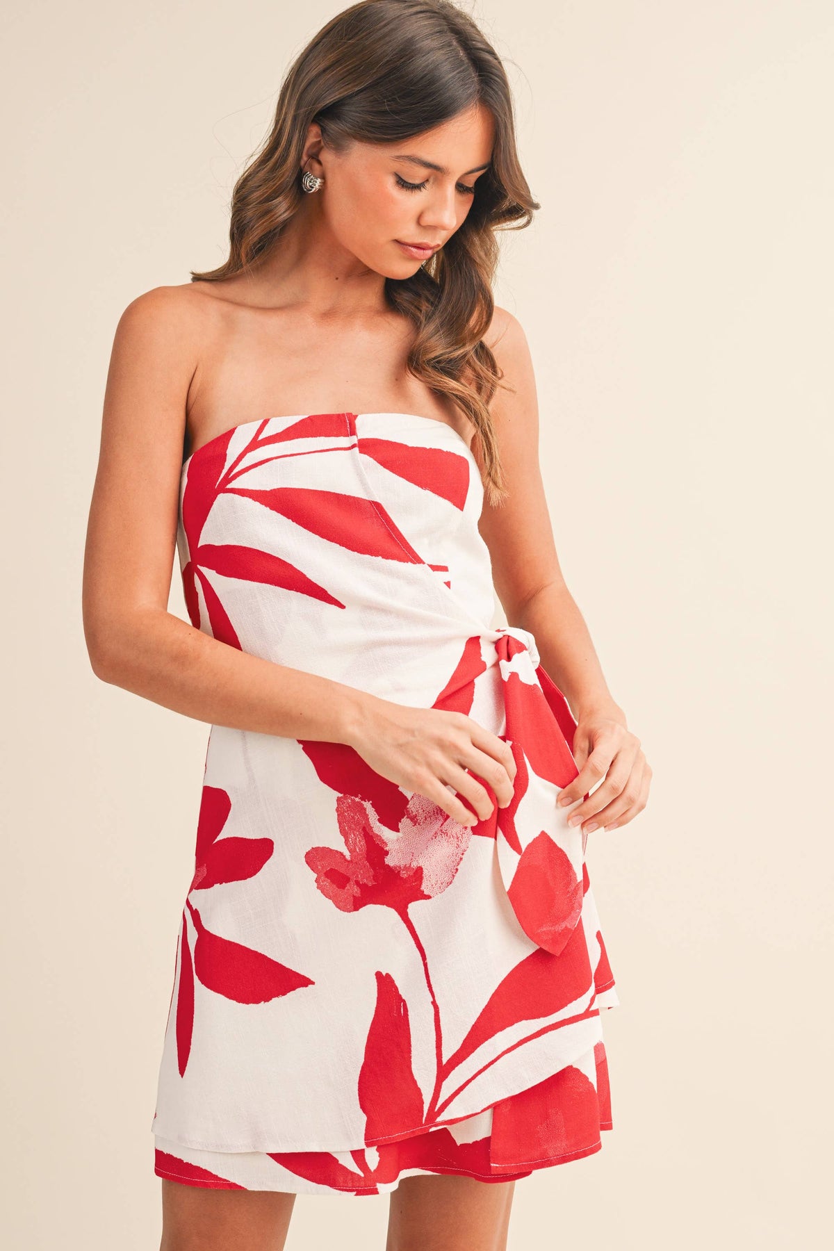 The Tomato Linen Wrap Dress