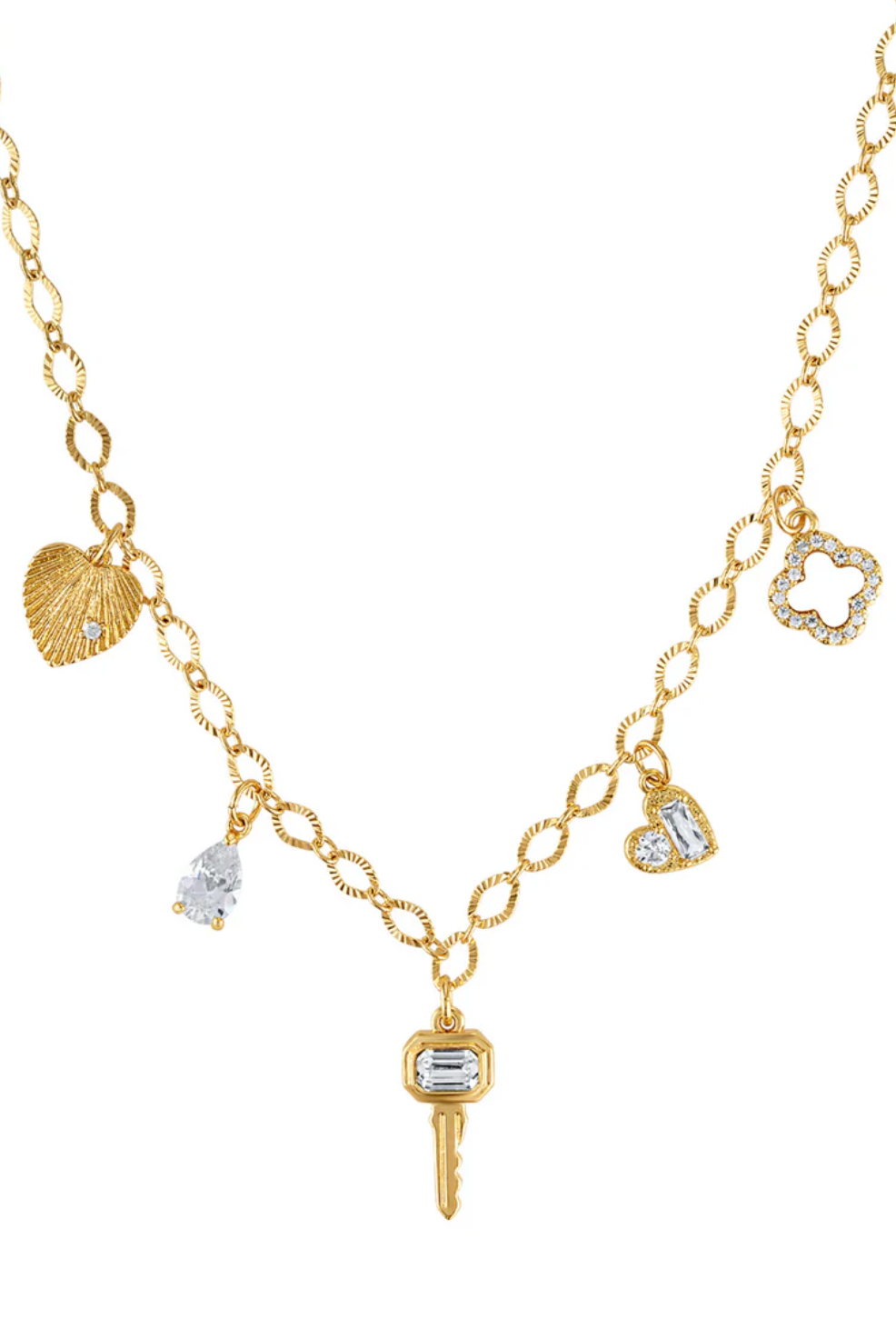 Key Hearts Charm Necklace