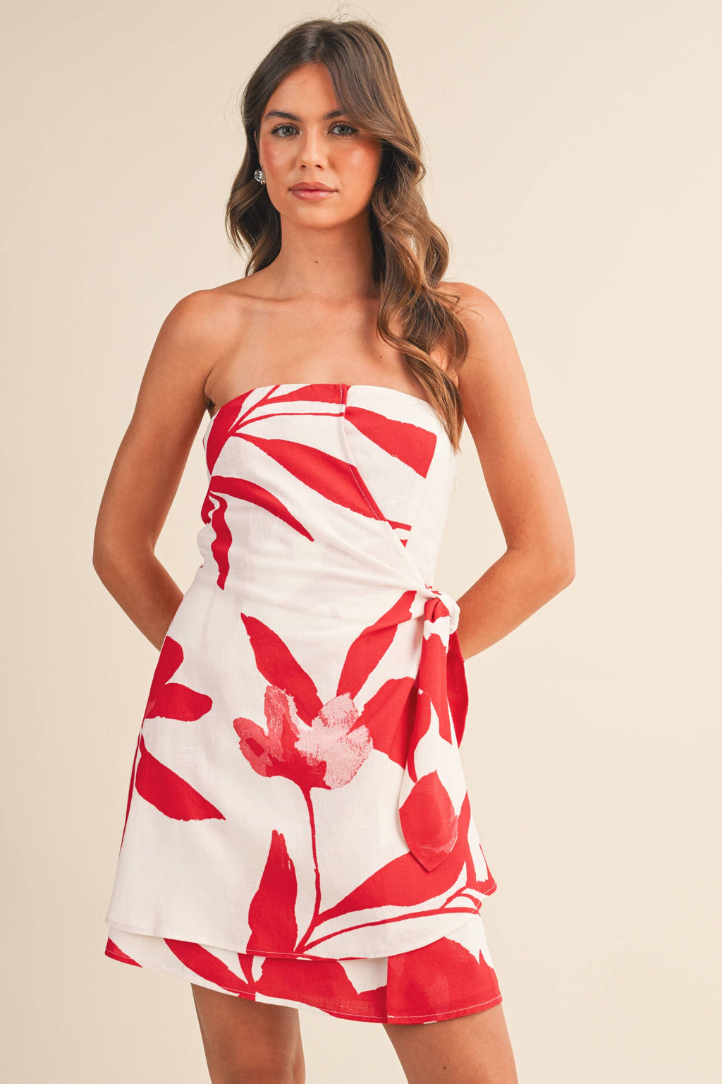The Tomato Linen Wrap Dress