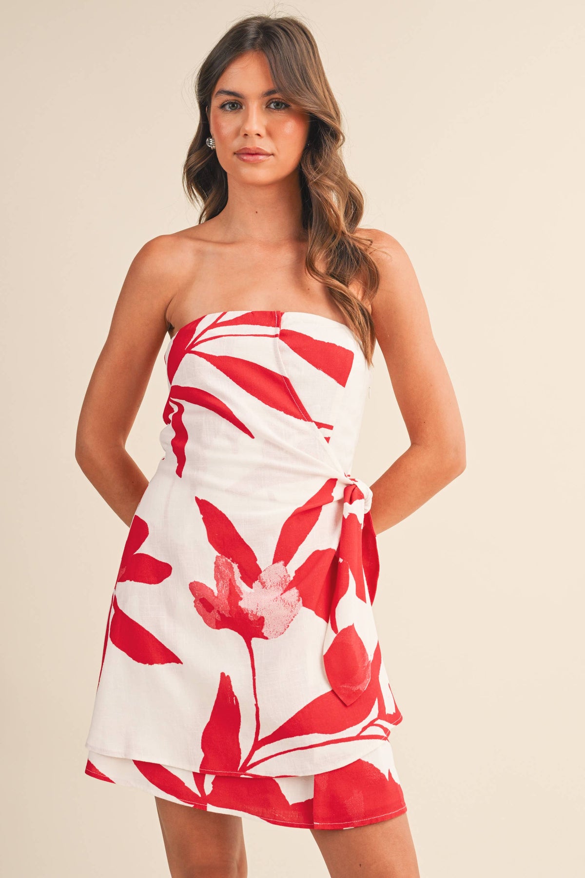 The Tomato Linen Wrap Dress