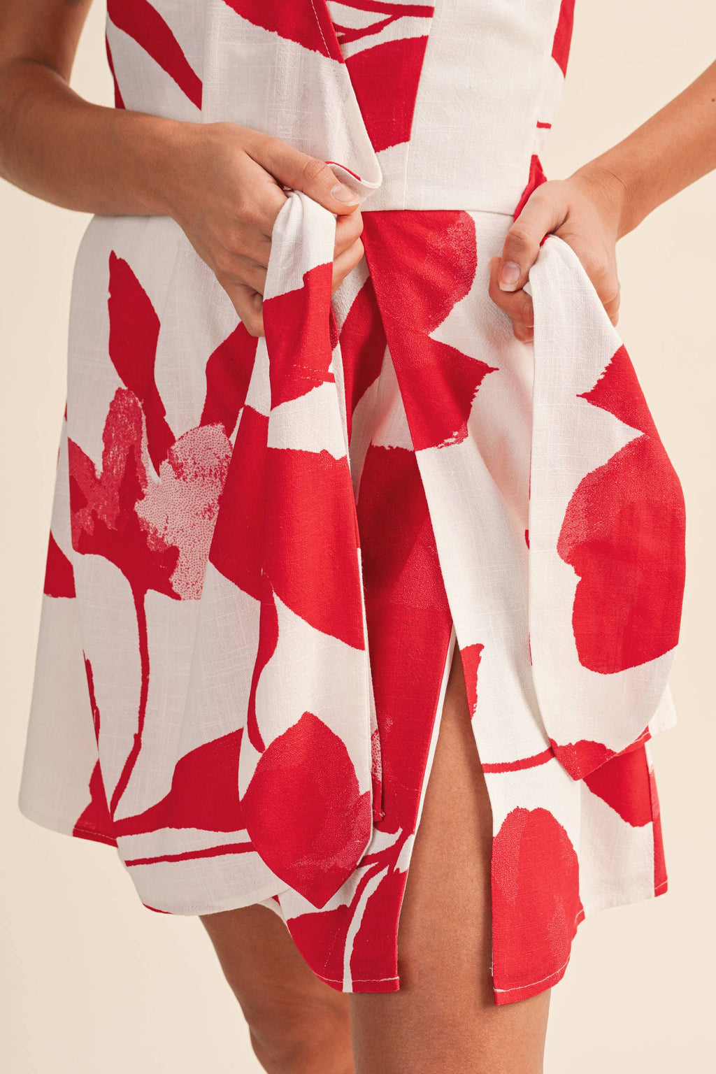 The Tomato Linen Wrap Dress